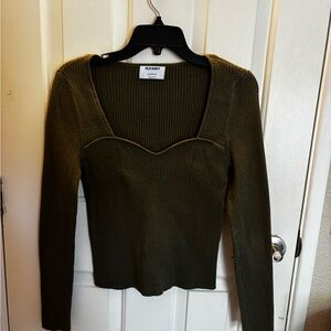 Old Navy Dark Green Ribbed Knit Top